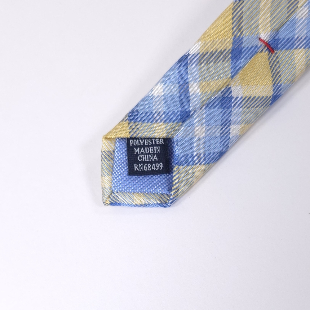 NWT ▪️ CLUB ROOM Men's Necktie, Plaid Pattern, Yellow & Blue. REGULAR PRICE $55 - Picture 9 of 11
